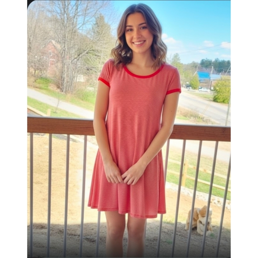 SO Red/White Striped Swing Dress, XS ✔️